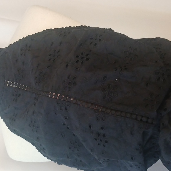 Black Eyelit Daisy Embroidery Halter Peplum Top Sz Xl - Picture 9 of 11